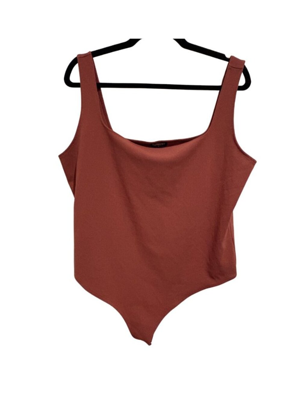 Express Women's Square Neck Bodysuit Rust Brown Sleeveless XL Stretch